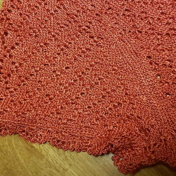 Coldwater Creek dark Coral 2X short sleeve loose weave sweater - Picture 2 of 3